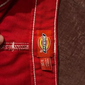 Dickies Red Work Shorts with Contrast Stitching